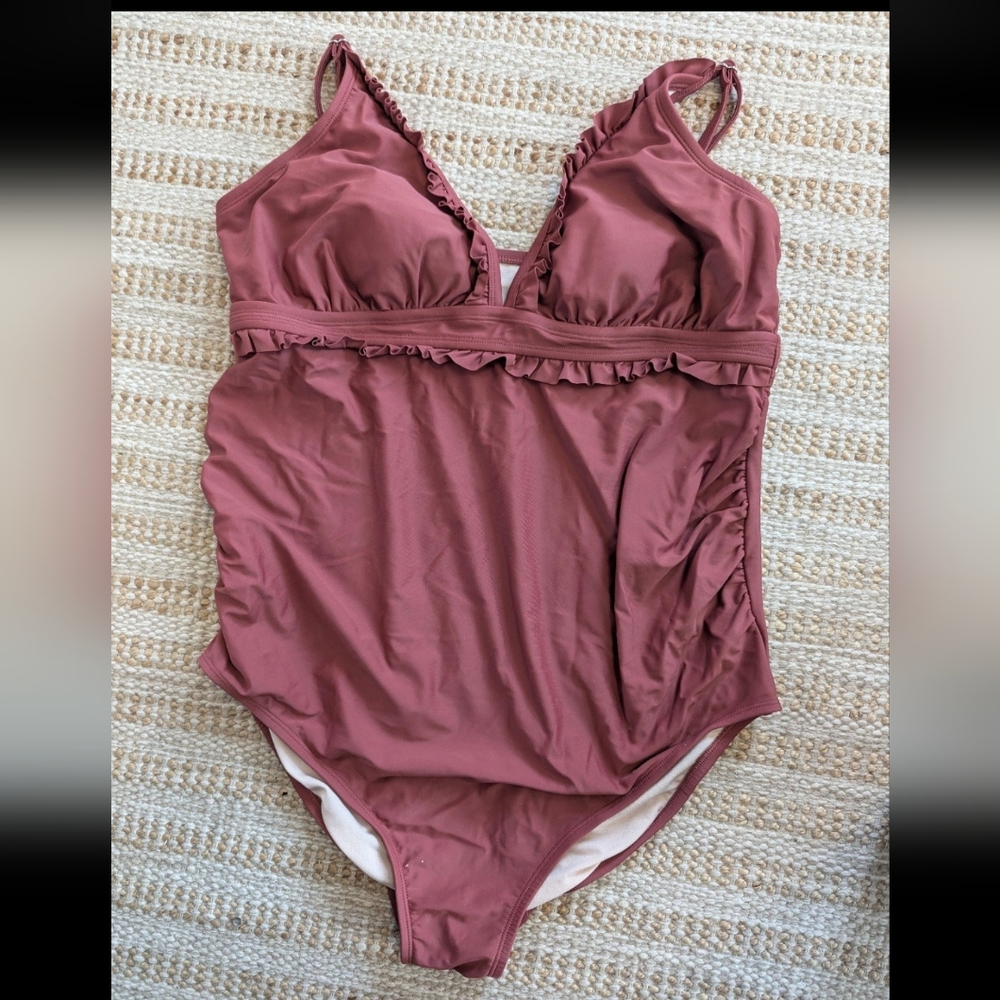 Isabel Maternity One Piece Swimsuit Size XLColor is a deep mauve